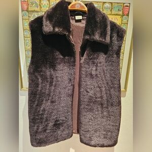 Made In Italy Faux Fur Vest Brown Full Zip Size 38 French